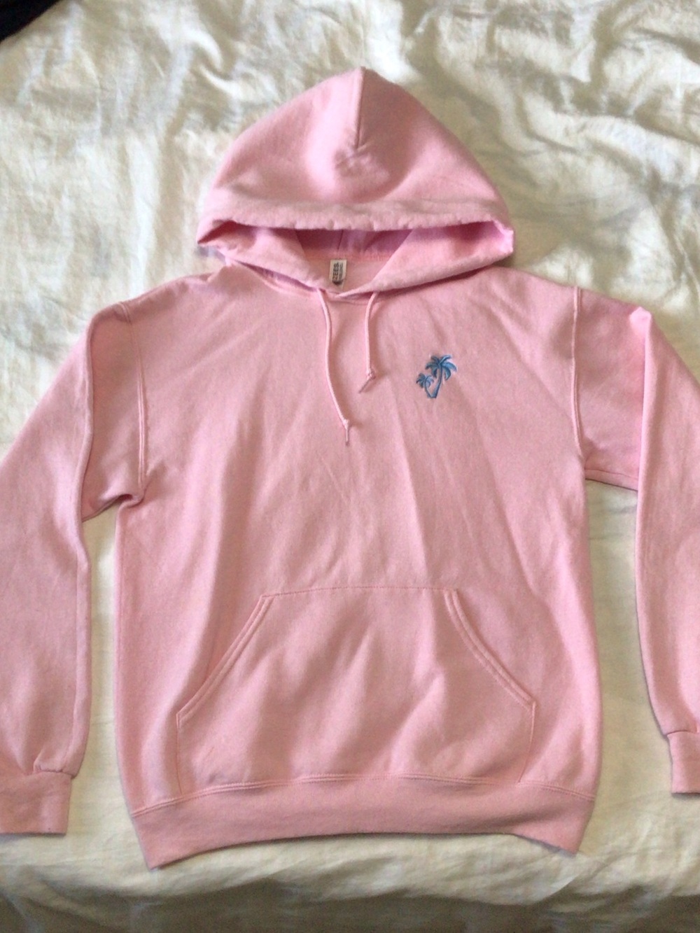 Jerzees Pink Hooded Sweatshirt with Palm Tree Embroidery